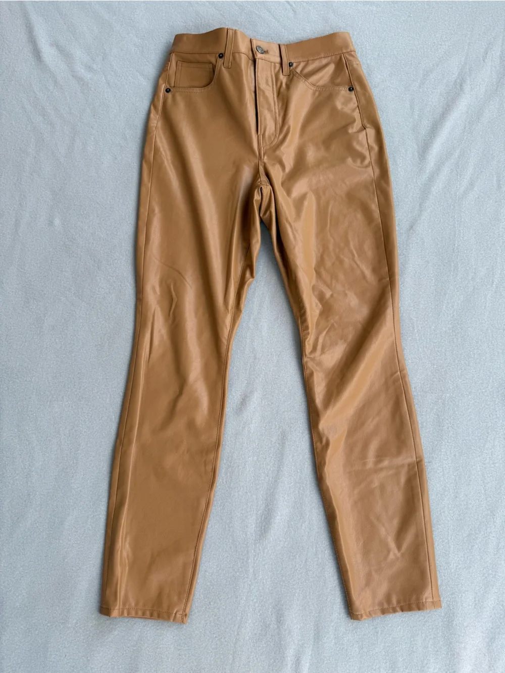 Veronica Beard Maera Extra High Rise Skinny Faux Leather Pants Sz 28/6 Brown